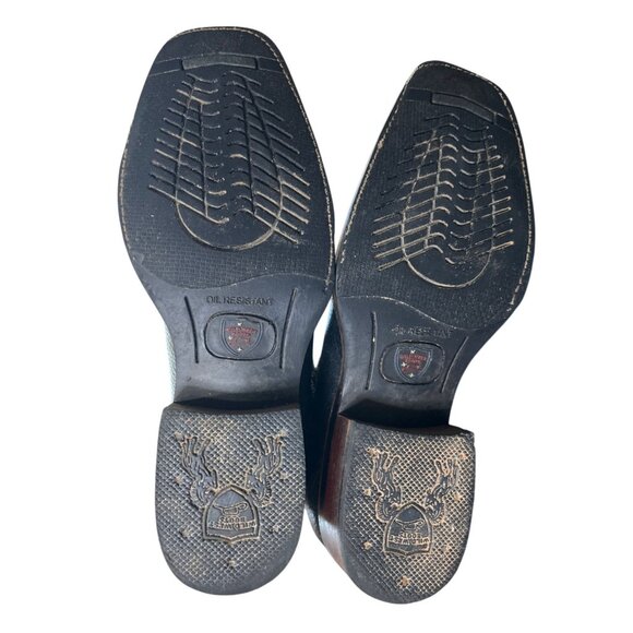 Wild West Leather Boots Square Toe Black Brown Cowboy Rodeo Mens Size 6.5 EE - Picture 8 of 9